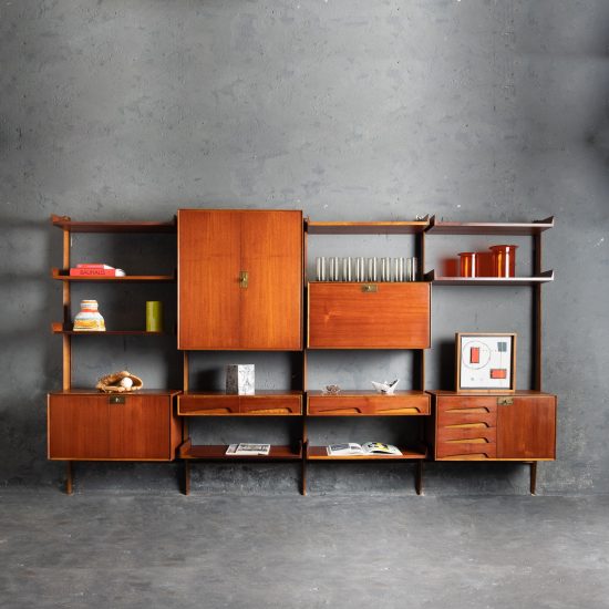 60's Italian teak wood bookcase